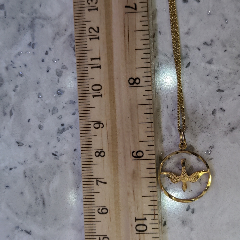 Gold Plated Holy Spirit Dove Medal Necklace - Picture 4 of 8